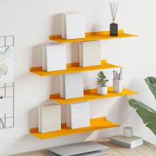 Berkfield Floating Shelf 4 pcs Mustard Yellow 60 x 18 x 2.5 cm Steel