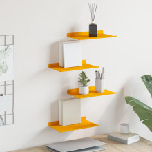 Berkfield Floating Shelf 4 pcs Mustard Yellow 30 x 18 x 2.5 cm Steel