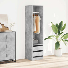 Berkfield Wardrobe with Drawers Concrete Grey 50x50x200 cm Engineered Wood