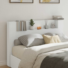 Berkfield Headboard Cabinet with LED White 160 x 16.5 x 103.5 cm
