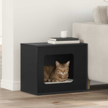 Berkfield Cat House Black 51 x 30 x 42.5 cm Engineered Wood