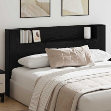 Berkfield Headboard Cabinet with LED Black Oak 180 x 16.5 x 103.5 cm