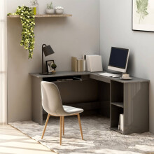 Berkfield L-Shaped Corner Desk High Gloss Grey 120x140x75 cm Engineered Wood