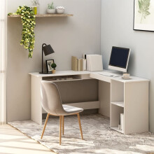 Berkfield L-Shaped Corner Desk White 120x140x75 cm Engineered Wood
