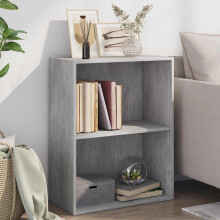 Berkfield 2-Tier Book Cabinet Concrete Grey 60x30x76.5 cm Engineered Wood