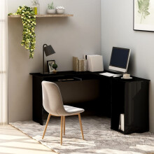 Berkfield L-Shaped Corner Desk High Gloss Black 120x140x75 cm Engineered Wood
