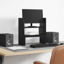 Berkfield Monitor Desk Stand Black Oak 40 x 17x 41 cm Engineered Wood