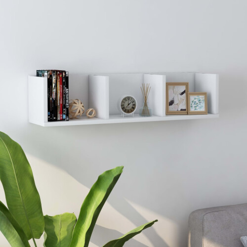 Berkfield CD Wall Shelf White 75x18x18 cm Engineered Wood