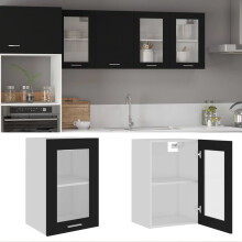 Berkfield Hanging Glass Cabinet Lyon Black 40x31x60 cm Engineered Wood