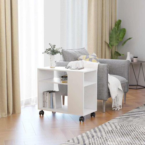 Berkfield Side Table White 70x35x55 cm Engineered Wood