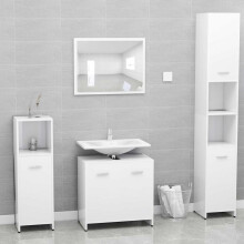 Berkfield Bathroom Furniture Set White Engineered Wood