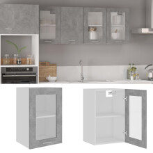 Berkfield Hanging Glass Cabinet Lyon Concrete Grey 40x31x60 cm Engineered Wood