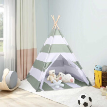 Berkfield Children Tent Grey and White 120 x 120 x 150 cm Solid pine wood