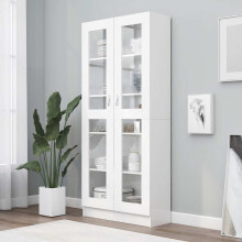 Berkfield Vitrine Cabinet White 82.5x30.5x185 cm Engineered Wood