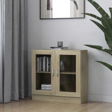 Berkfield Vitrine Cabinet Sonoma Oak 82.5x30.5x80 cm Engineered Wood