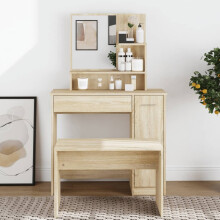 Berkfield Dressing Table with Mirror Sonoma Oak 86.5x35x136 cm