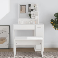 Berkfield Dressing Table with Mirror White 86.5x35x136 cm
