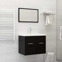 Berkfield 2 Piece Bathroom Furniture Set Black Engineered Wood