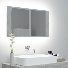 Berkfield LED Bathroom Mirror Cabinet Concrete Grey 80x12x45 cm Acrylic
