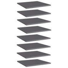 Berkfield Bookshelf Boards 8 pcs High Gloss Grey 40x40x1.5 cm Engineered Wood