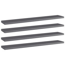 Berkfield Bookshelf Boards 4 pcs High Gloss Grey 60x10x1.5 cm Engineered Wood