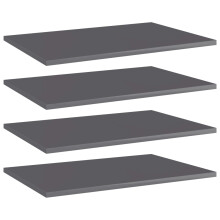 Berkfield Bookshelf Boards 4 pcs High Gloss Grey 60x40x1.5 cm Engineered Wood