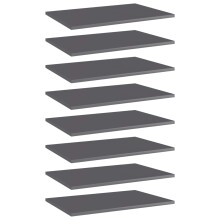 Berkfield Bookshelf Boards 8 pcs High Gloss Grey 60x40x1.5 cm Engineered Wood