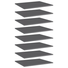 Berkfield Bookshelf Boards 8 pcs High Gloss Grey 60x50x1.5 cm Engineered Wood