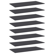 Berkfield Bookshelf Boards 8 pcs Grey 80x20x1.5 cm Engineered Wood