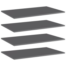 Berkfield Bookshelf Boards 4 pcs High Gloss Grey 80x50x1.5 cm Engineered Wood
