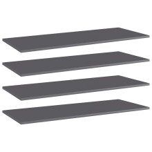 Berkfield Bookshelf Boards 4 pcs High Gloss Grey 100x40x1.5 cm Engineered Wood
