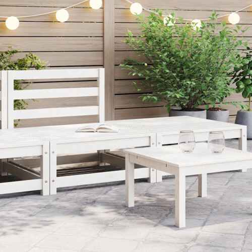 Berkfield 2 Piece Garden Lounge Set White Solid Pinewood