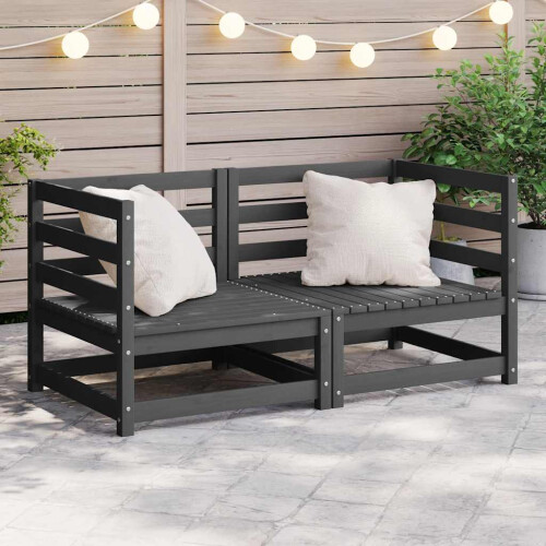 Berkfield Garden Corner Sofas 2 pcs Grey Solid Wood Pine