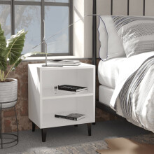 Berkfield Bed Cabinets with Metal Legs 2 pcs White 40x30x50 cm