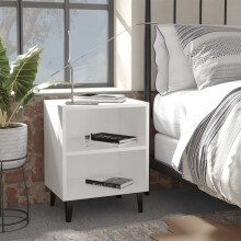 Berkfield Bed Cabinet with Metal Legs White 40x30x50 cm