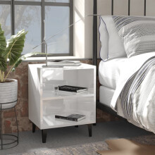 Berkfield Bed Cabinets with Metal Legs 2 pcs High Gloss White 40x30x50 cm