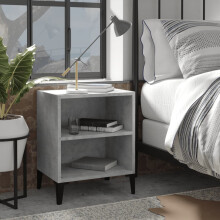 Berkfield Bed Cabinet with Metal Legs Concrete Grey 40x30x50 cm