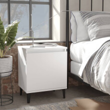 Berkfield Bed Cabinet with Metal Legs White 40x30x50 cm