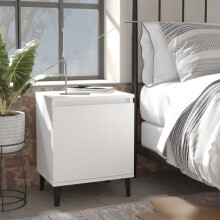 Berkfield Bed Cabinets with Metal Legs White 40x30x50 cm