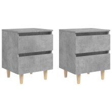 Berkfield Bed Cabinets & Solid Pinewood Legs 2 pcs Concrete Grey 40x35x50 cm
