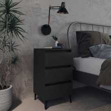 Berkfield Bed Cabinet with Metal Legs Black 40x35x69 cm