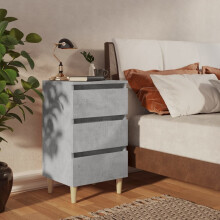 Berkfield Bed Cabinets & Solid Wood Legs 2 pcs Concrete Grey 40x35x69 cm