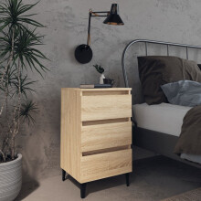 Berkfield Bed Cabinet with Metal Legs Sonoma Oak 40x35x69 cm