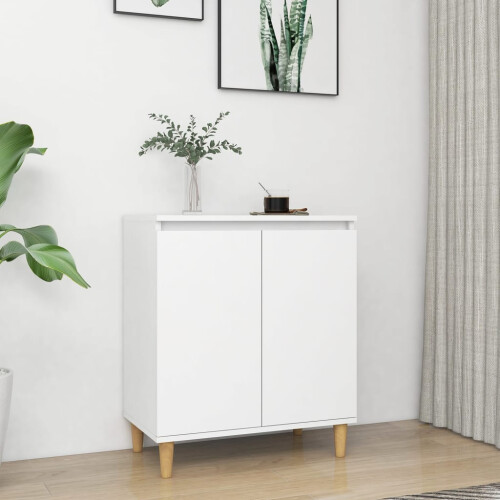 Berkfield Sideboard with Solid Wood Legs White 60x35x70 cm Engineered Wood