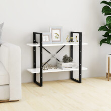 Berkfield 2-Tier Book Cabinet White 80x30x70 cm Engineered Wood