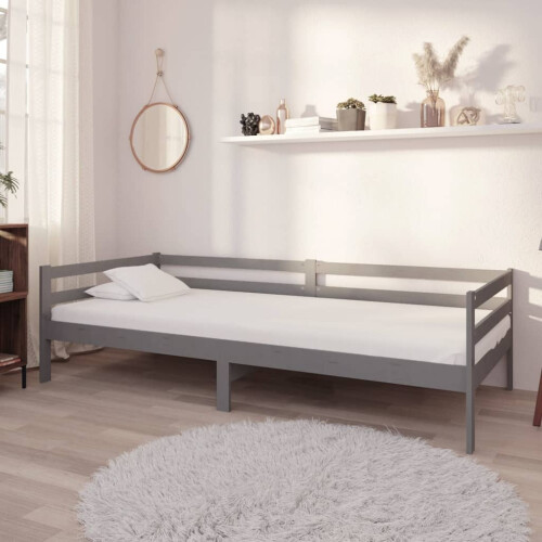 Berkfield Day Bed without Mattress Grey Solid Wood Pine 90x200cm