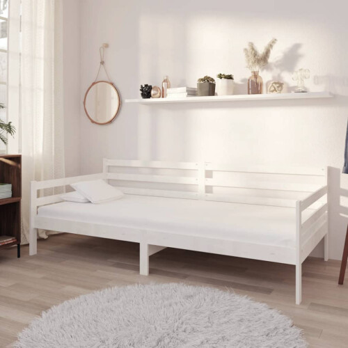 Berkfield Day Bed without Mattress White Solid Wood Pine 90x200cm