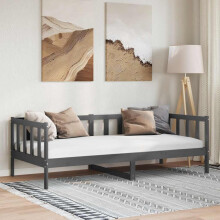 Berkfield Day Bed without Mattress Grey Solid Wood Pine 90x200cm