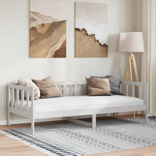 Berkfield Day Bed without Mattress White Solid Wood Pine 90x200cm