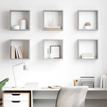 Berkfield Wall Cube Shelves 6 pcs Concrete Grey 30x15x30 cm